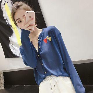 Heart Embroidered Sheer Cardigan