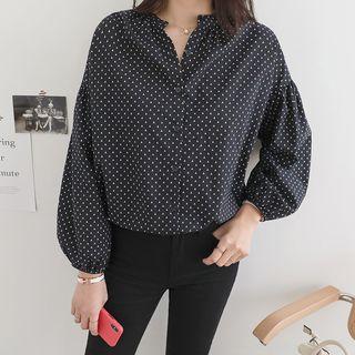 Puff-sleeve Pattern Shirt