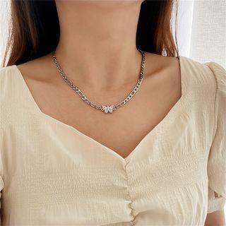 Butterfly Pendant Stainless Steel Choker 1 Pc - Silver - One Size