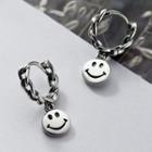925 Sterling Silver Smiley Face Drop Earring 1 Pair - S925silver - One Size