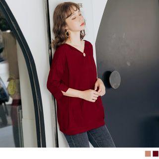 Short Sleeve Open-placket Top