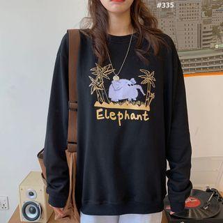 Elephant Print Long Sleeve Sweatshirt