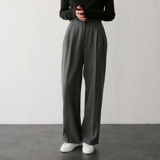 Pintuck-trim Wool Blend Pants