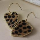 Leopard Print Irregular Heart Dangle Earring 1 Pair - As Shown In Figure - One Size