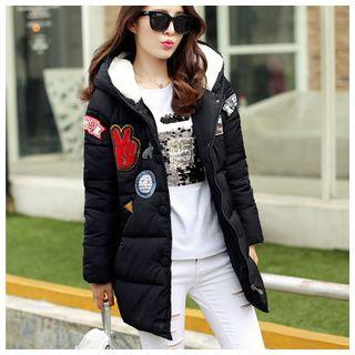 Applique Hooded Padded Coat