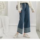 Fray-trim Two-tone Wide-leg Jeans
