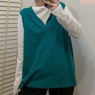 Mock Two-piece Two Tone Hoodie