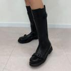 Lug-sole Belted Tall Boots