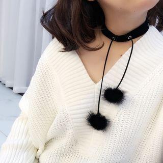 Pompom-accent Choker
