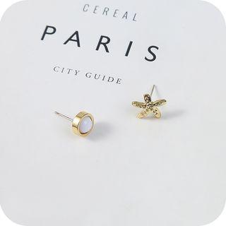 Non-matching Starfish & Stone Earring