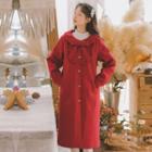 Frill Trim Bow-front Long Button Coat