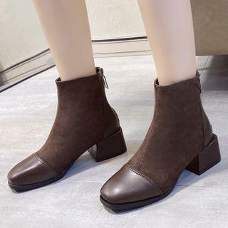 Block Heel Cap Toe Ankle Boots
