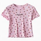 Short-sleeve Fruit Print Frill Trim T-shirt