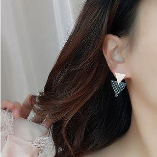 Triangle Earring 1 Pair - Gold & Black - One Size