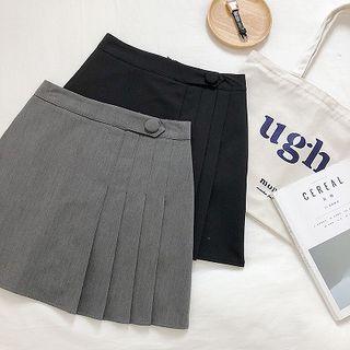 Plain Zip High-waist Pleated A-line Skirt