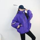 Contrast Trim Zip Jacket Purple - One Size
