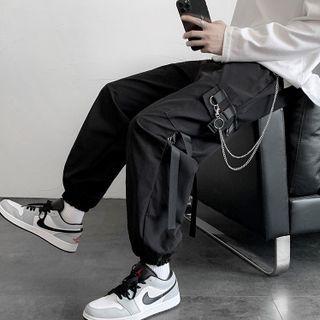 Set: Buckled Cargo Harem Pants + Chain Strap