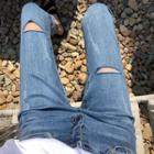 Cropped Skinny Jeans / Contrast-trim Sweatshorts