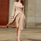Plain Double Breasted Trench Dress