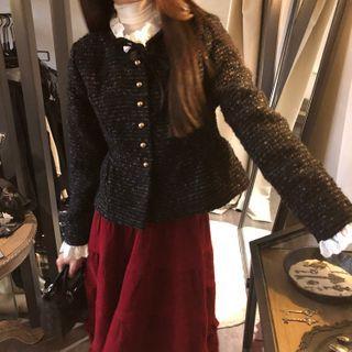 Button-up Jacket / Corduroy A-line Skirt
