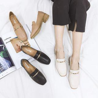 Low Heel Square Toe Loafers