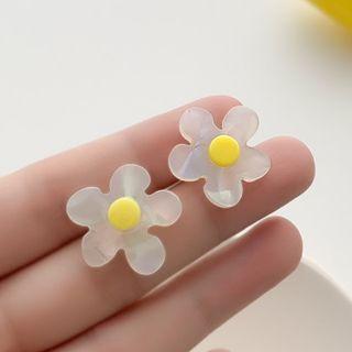 Flower Stud Earring 1 Pair - Earring - S925 Silver Needle - Flower - White - One Size