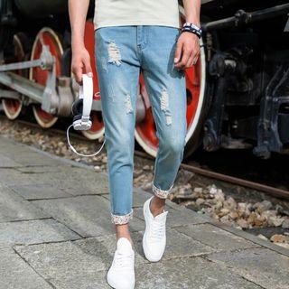 Cuffed Distressed Jeans