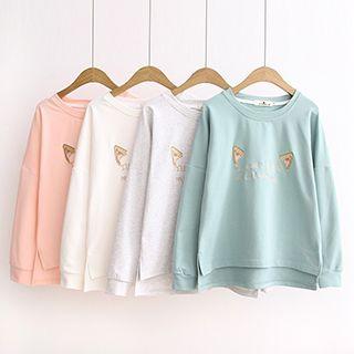 Cat Ear Embroidered Sweatshirt