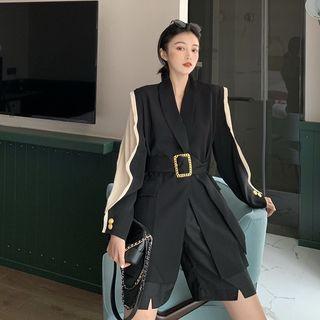 Color Block Belted Blazer