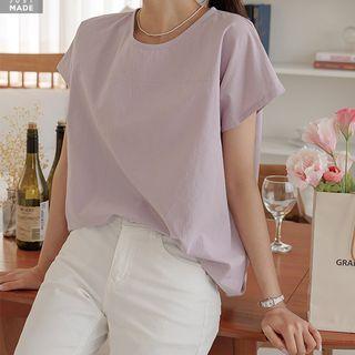 Plain Cap-sleeve Dip-back Top