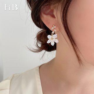 Rhinestone Shell Flower Dangle Earring 1 Pair - As Shown In Figure - One Size