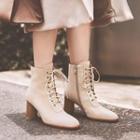 Round Heel Lace-up Short Boots
