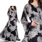 Print Bell Sleeve Maxi Dress