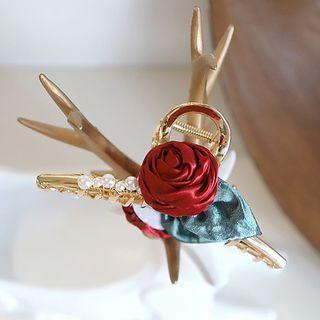 Faux Pearl Flower Hair Claw Red & Blue - One Size