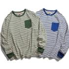 Striped Pocket Detail Long-sleeve T-shirt