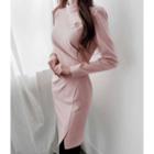 Mock-neck Draped-trim Dress