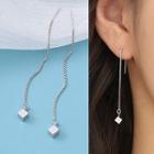 Cube Chain Sterling Silver Drop Ear Stud 1 Pair - Silver - One Size