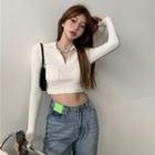 Long-sleeve Collar T-shirt As Shown In Figure - One Size