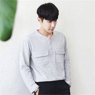 Long-sleeve Dual-pocket Henley
