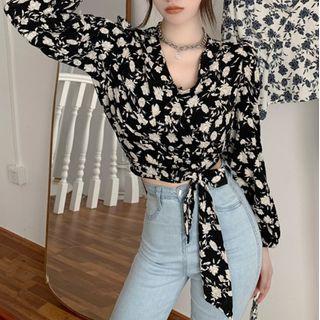 Floral Wrap Blouse