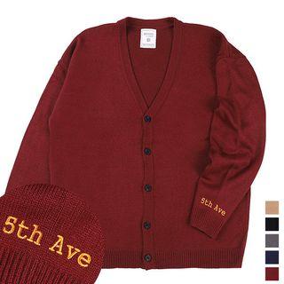 Couple Letter-embroidered Boxy Cardigan