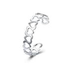 Simple Romantic Hollow Heart Bangle Silver - One Size