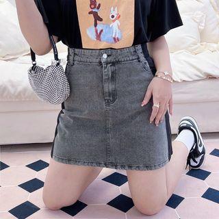 Two Tone Mini Denim Skirt