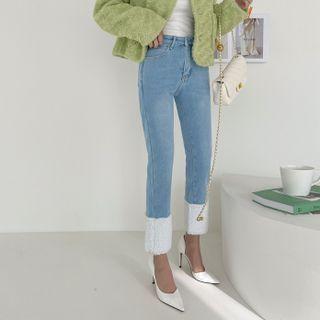Fleece-lined Dumble-panel Jeans