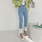 Fleece-lined Dumble-panel Jeans