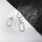 Alloy Oval Hoop Earring 1 Pair - Silver - One Size