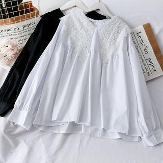 Lace Sailor-collar Loose-fit Blouse