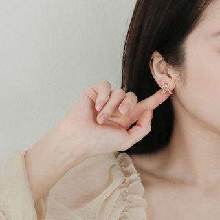 Rhinestone Stud Earring 1 Pair - Eh0607 - Gold - One Size