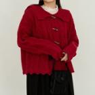 Toggle Button Lapel Cable Knit Cardigan
