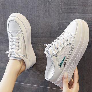 Platform Lettering Print Sneaker Mules
